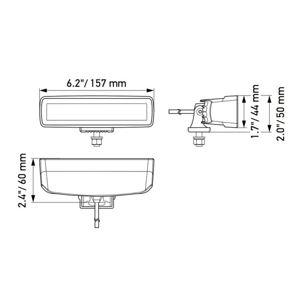 Hella Black magic LED mini light bars, LED work light  6.2" Flood 10-30V 30W 6 LED 1600LM