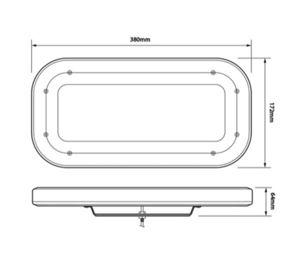 LED Autolamps Single Bolt Mount LED Clear Emergency Minibar 380 x 171mm 12v/24v