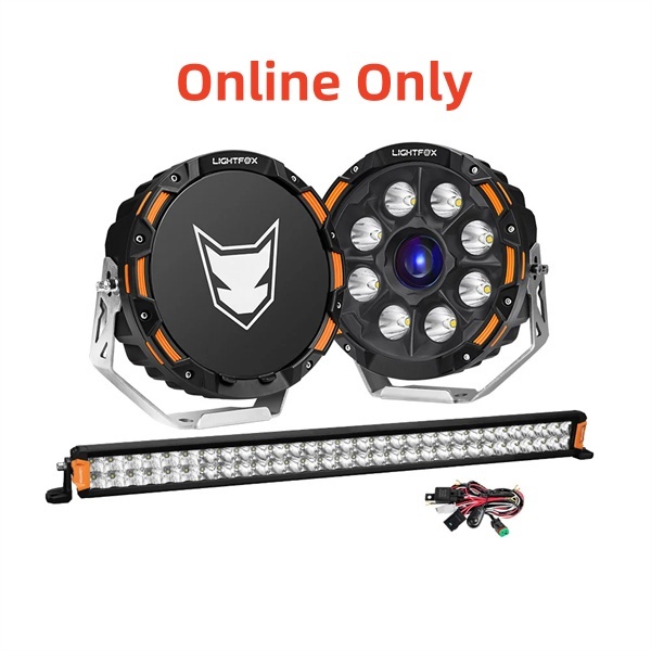 Lightfox 9 inch Osram Laser LED Driving Lights + 30 inch LED Light Bar + Wiring Kit - 5 Years Warranty