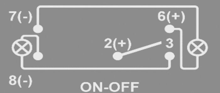 12/24V Rocker Switch Off/On With Work Light Symbol & 2 LED With 5 Push ON Terminals