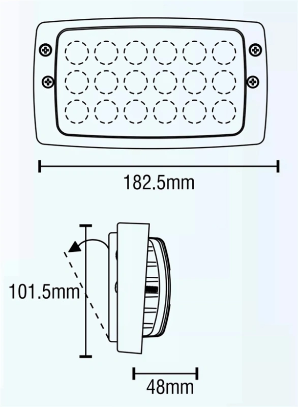 LED Tractor Replacement Rectangular Work Light 27W Combination Beam 2500 Lumens