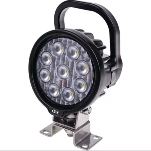 LED Work Light with Handle & Switch - Round 9 LED - 12V/24V CISPR25 Rated 3152 Lumens
