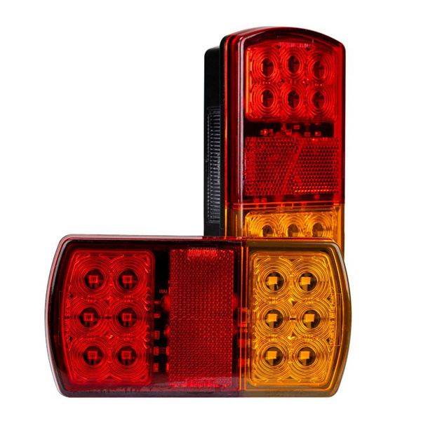 Roadvision LED Rear Combination Lamp Kit 12V Stop/Tail/Ind/Ref/Lic Surface Mount 150x 80mmTwin Pack with License