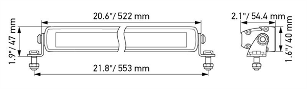 Hella Black Magic 20 Inch LED Slim Light bar, Combination 10-30V 105W 21 LED 6000LM IP69K 5700K - 1FJ358176301