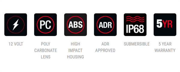 LED Rear Combination Lamp 12V Stop/Tail/Ind/Ref Submersible 162x80mm Twin Pack