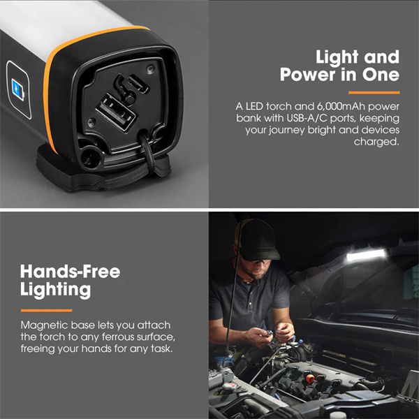 San Hima LED Torch Light Large Power Bank Flashlight Lithium USB Rechargeable - 1 Year Warranty