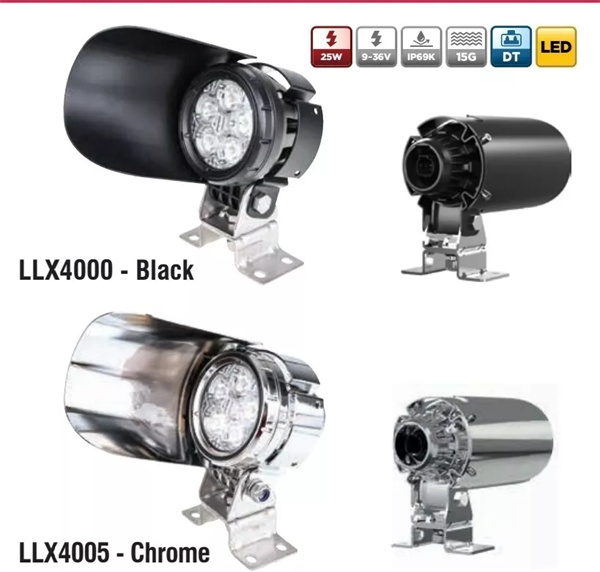 LED Truck Mirror Light with Shield 12v 24v Loading Light - Mirror Mount Chrome OEX