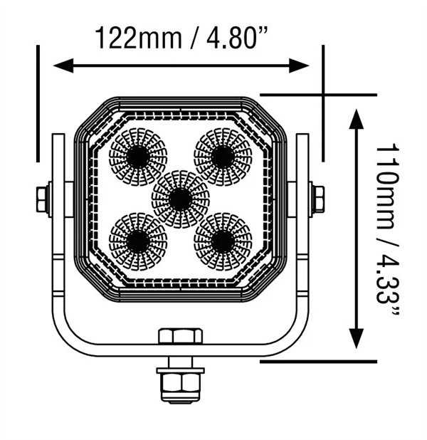 LED Work Light Spot Beam 12v 24v - Industrial Mining Lamp - 110 x 122 x 78mm - 3 Years Warranty