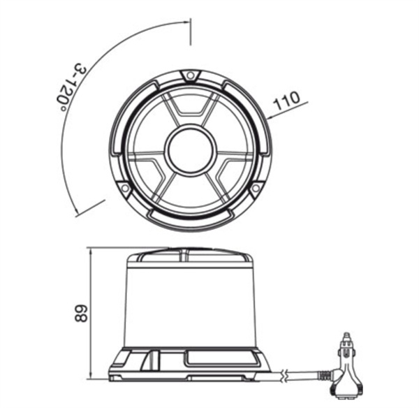 LED Beacon Micro Revolver Dual 10-30V Amber Fixed Mount 33W 10 Function SAE Class 1 - 5 Years Warranty