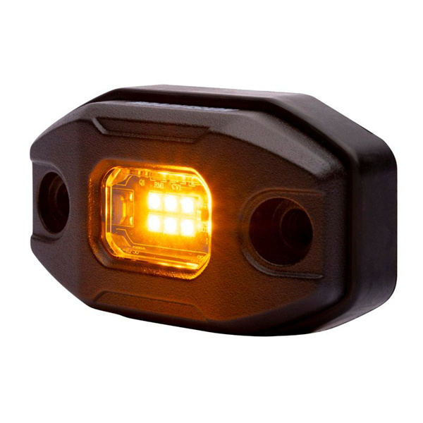 Roadvision LED Work/Rock Light Amber 10-30V 6x1.5W Flood Beam +2 Mounts IP67 - 5 Years Warranty