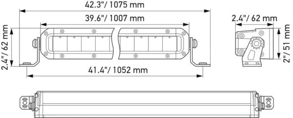 Hella Black Magic Tough Slim LED Light Bar 40 Inch 10-30V 5700K IP69K Pencil Beam - 12,000 lm