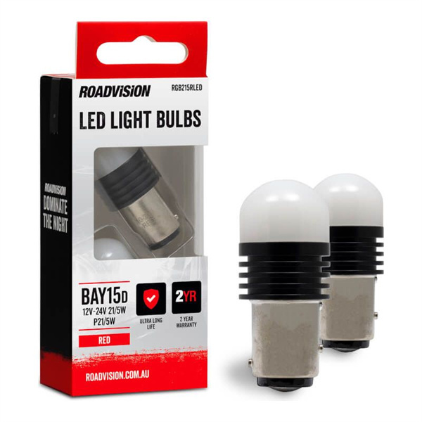 Roadvision LED Bayonet P21/5W 12V-24V BAY15D Red 2PK Signal Globes- 2 Years Warranty