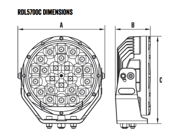 Roadvision 7" LED Driving Light DX2 Series 9-32V 133W 5671lm IP68 Combo Beam - 7 Years Warranty