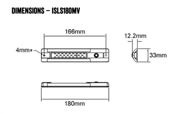 Roadvision LED Interior Strip Lamp 10-30V Amber/White with Switch 180mm IP67 - 5 Years Warranty