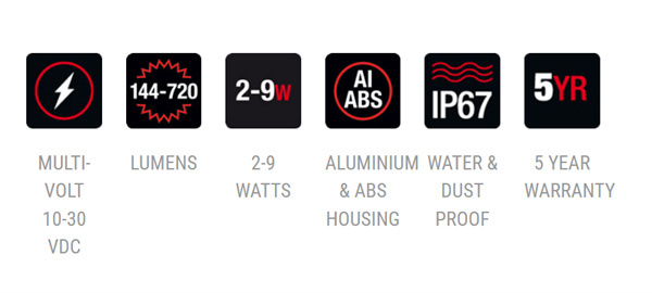 Roadvision LED Interior Strip Lamp 10-30V Amber/White with Switch 180mm IP67 - 5 Years Warranty