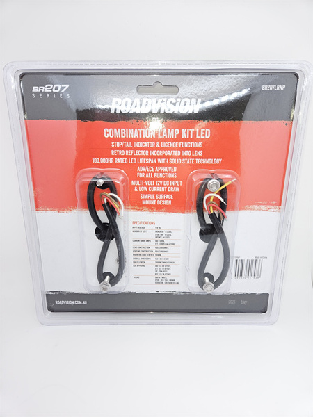 Roadvision LED Rear Combination Lamp Kit 12V Stop/Tail/Ind/Ref/Lic Surface Mount 150x 80mmTwin Pack with License