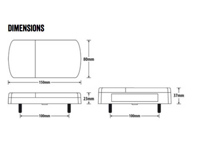 Roadvision LED Rear Combination Lamp Kit 12V Stop/Tail/Ind/Ref/Lic Surface Mount 150x 80mmTwin Pack with License