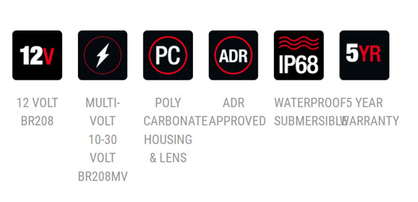 Roadvision LED Rear Combination Lamp Kit 12V Stop/Tail/Ind/Ref Surface Mount 100x100mm Twin Pack - 5 Years warranty