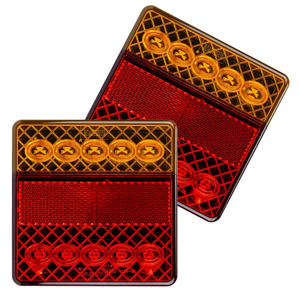 Roadvision LED Rear Combination Lamp Kit 12V Stop/Tail/Ind/Ref Surface Mount 100x100mm Twin Pack - 5 Years warranty