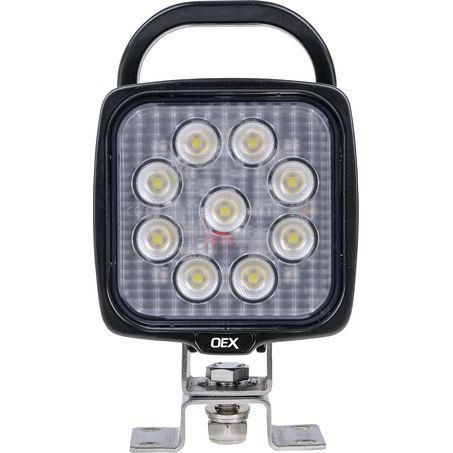 OEX Work Light with Handle & Switch - Square 9 LED. 12V/24V, CISPR25 rated