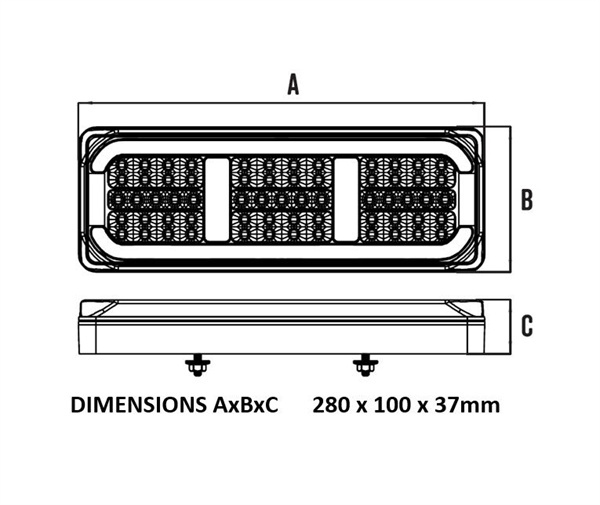 Roadvision LED Rear Combination Lamp 10-30V Stop/Tail/Ind/Ref 285x105mm Dynamic Glow Tail - 5 Years Warranty