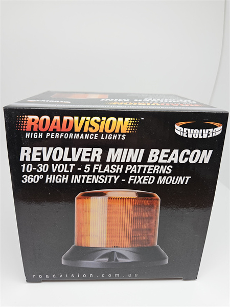 Roadvision LED Beacon Revolver Mini 10-30V Amber Fixed Mount 15W 5 Function SAE Class 1 - 5 Years Warranty