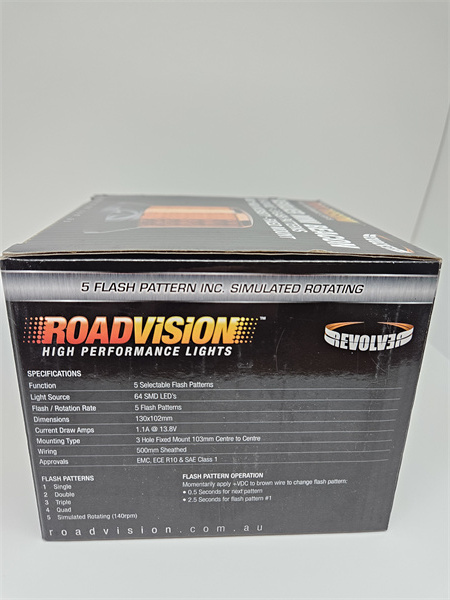 Roadvision LED Beacon Revolver Mini 10-30V Amber Fixed Mount 15W 5 Function SAE Class 1 - 5 Years Warranty