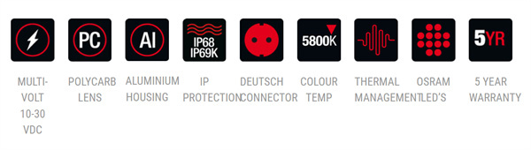 Roadvision Stealth LED Work Light 90° Flood Beam 10-30V 1439lm IP69K - 5 Years Warranty