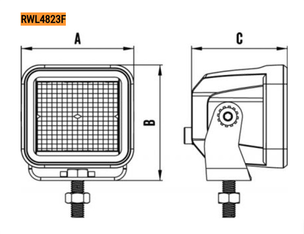 Roadvision Stealth LED Work Light 90° Flood Beam 10-30V 1439lm IP69K - 5 Years Warranty