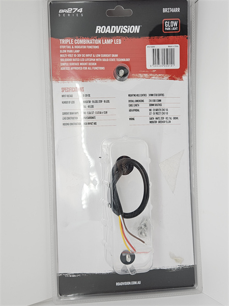 Roadvision LED Rear Combination Lamp 10-30V Stop/Tail/Ind x3 Glow Park 274x100mm