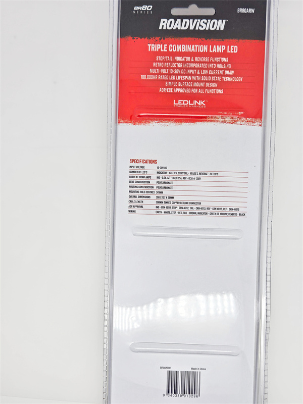 Roadvision LED Rear Combination Lamp 10-30V Stop/Tail/Ind/Rev IP67 Surface Mount 288x107mm - 5 years warranty