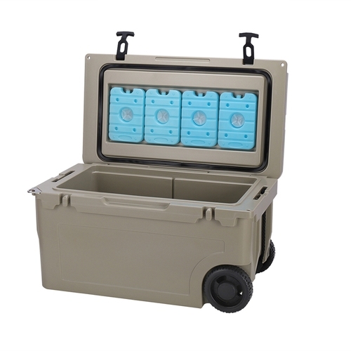 55QT rotomolded rolling ice chest cooler box with wheels