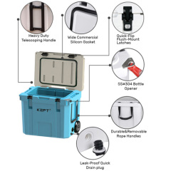 35QT Rotomolded Wheeled Ice Cooler with Telescopic Handle