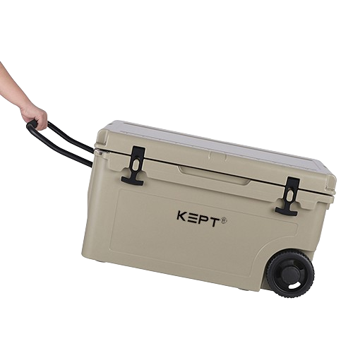 55QT rotomolded rolling ice chest cooler box with wheels