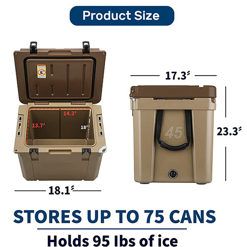 45QT rotomolded camping ice cooler box