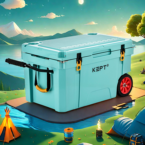 Boright 65QT large rotomolded Ice cooler box with wheels-tiffny blue