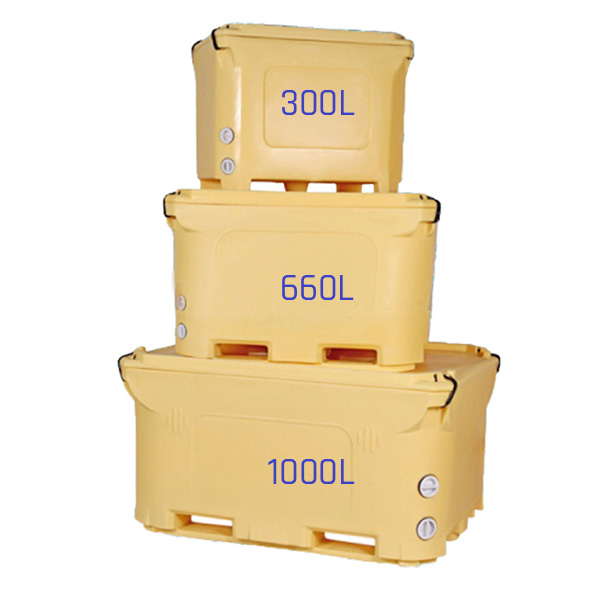 1000L Insulated Fish HDPE Bin with Lid & Drain