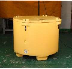 Round 630L rotationally molded insulated fish box cooler container