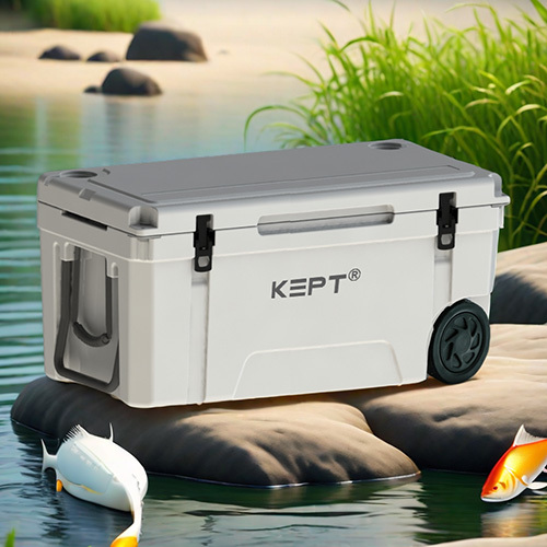 Heavy-Duty Boright 110QT rotomolded Cooler with Wheels and arm handle