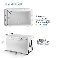 Boright 72QT Rotomolded Cooler Box with Wheels – Heavy-Duty Outdoor Cooler for Camping, Fishing & Beach Adventures