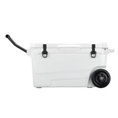 55QT Wheeled Rotomolded Cooler with foad-down Aluminum Handle – Factory-Direct Heavy-Duty Ice Box for Outdoor Adventures