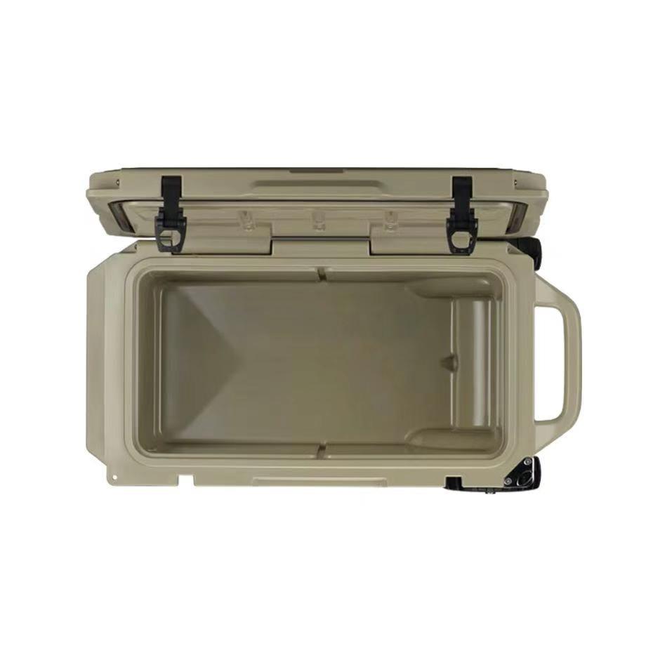 55QT Wheeled Rotomolded Cooler with foad-down Aluminum Handle – Factory-Direct Heavy-Duty Ice Box for Outdoor Adventures