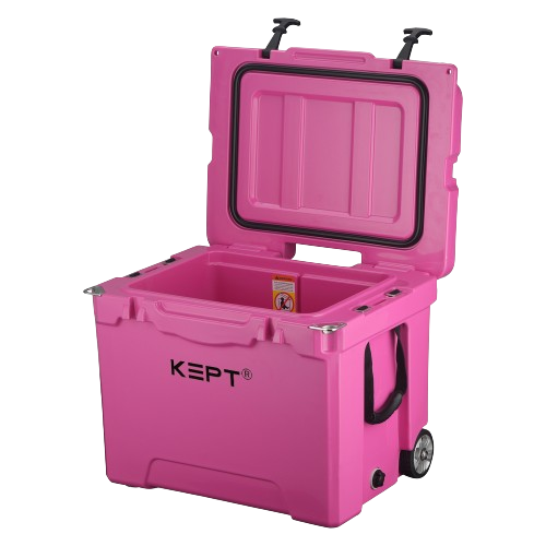 42QT Heavy Duty Rotomolded Cooler Box with Aluminum Telescopic Handle and Wheels Portable Hard Ice Chest for Outdoor Adventures