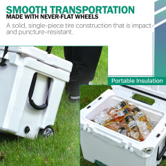 42QT Heavy Duty Rotomolded Cooler Box with Aluminum Telescopic Handle and Wheels Portable Hard Ice Chest for Outdoor Adventures