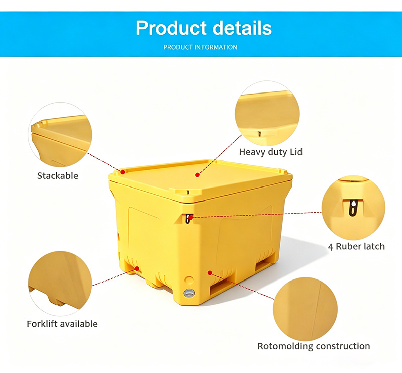 Commercial Seafood Transport Container 800L Stackable with Lid