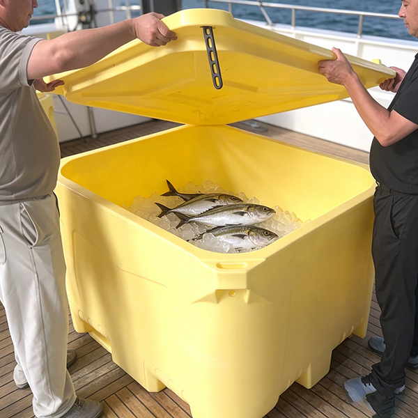 Commercial Seafood Transport Container 800L Stackable with Lid