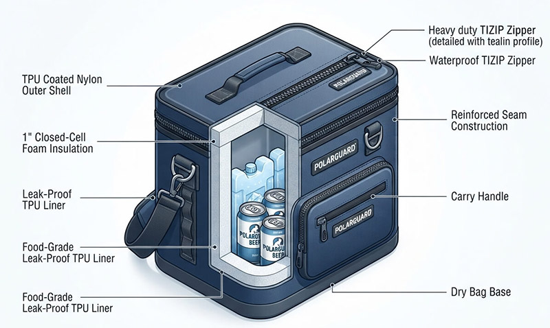 Soft‑sided cooler structure