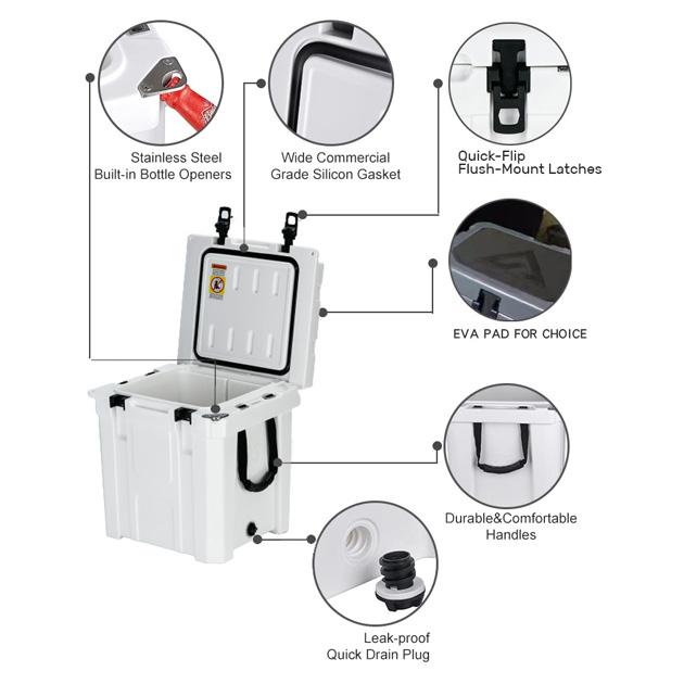 New style of 33QT rotomolded ice camping cooler box