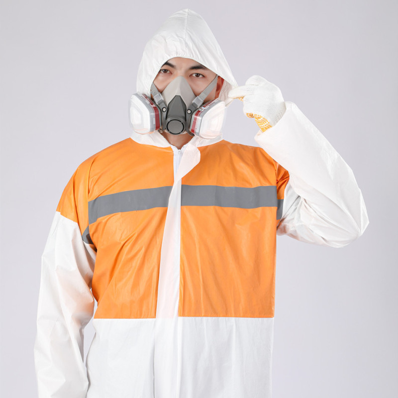 Disposable Reflective High Visibility Microporous Coverall.