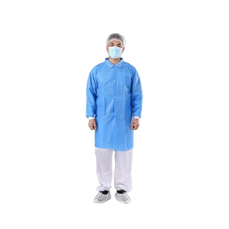 Disposable Nonwoven Fabric Lab Coat with Knitted Cuffs Lab Smock for